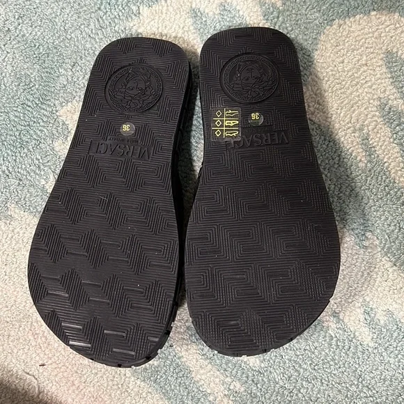 Versace Black Greca Sandals